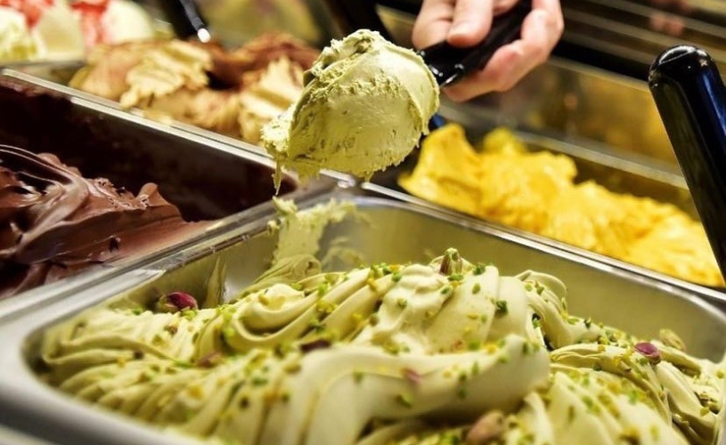 A scoop of pistachio gelato at Swoon